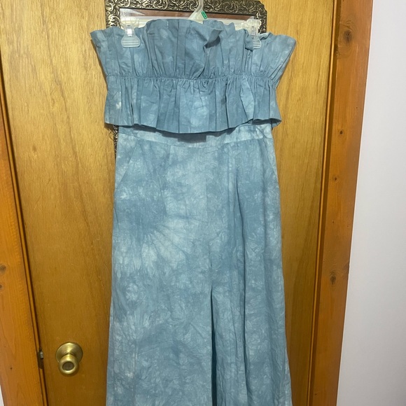 Strapless Blue Crop Jumpsuit - Picture 1 of 3